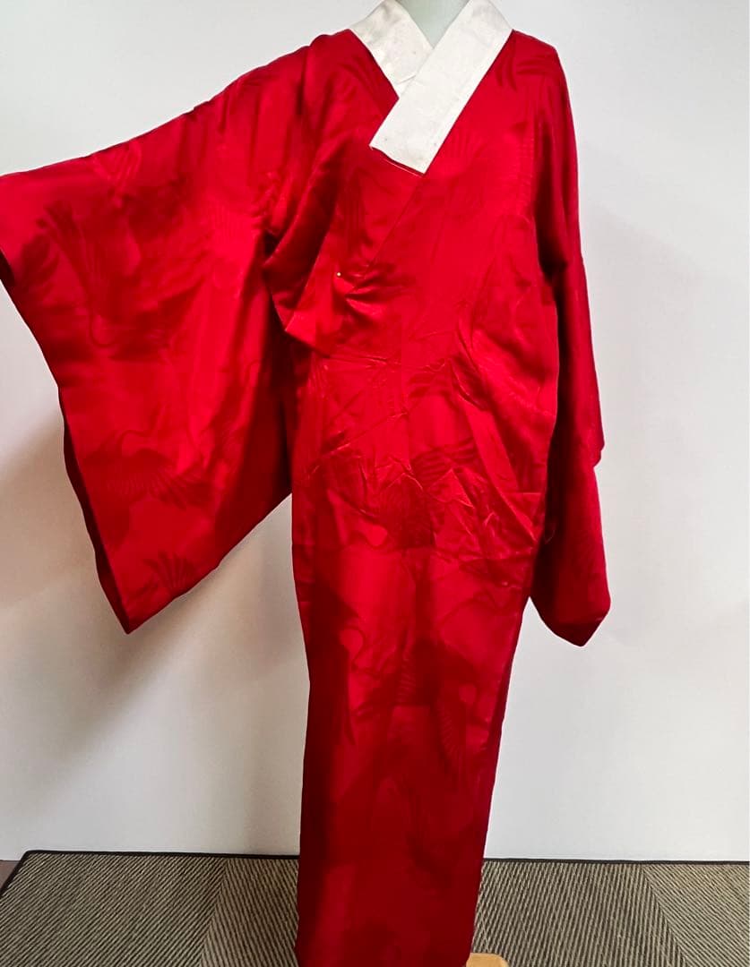 アンティーク 長襦袢 鶴 着物 レトロ リメイク - メルカリ