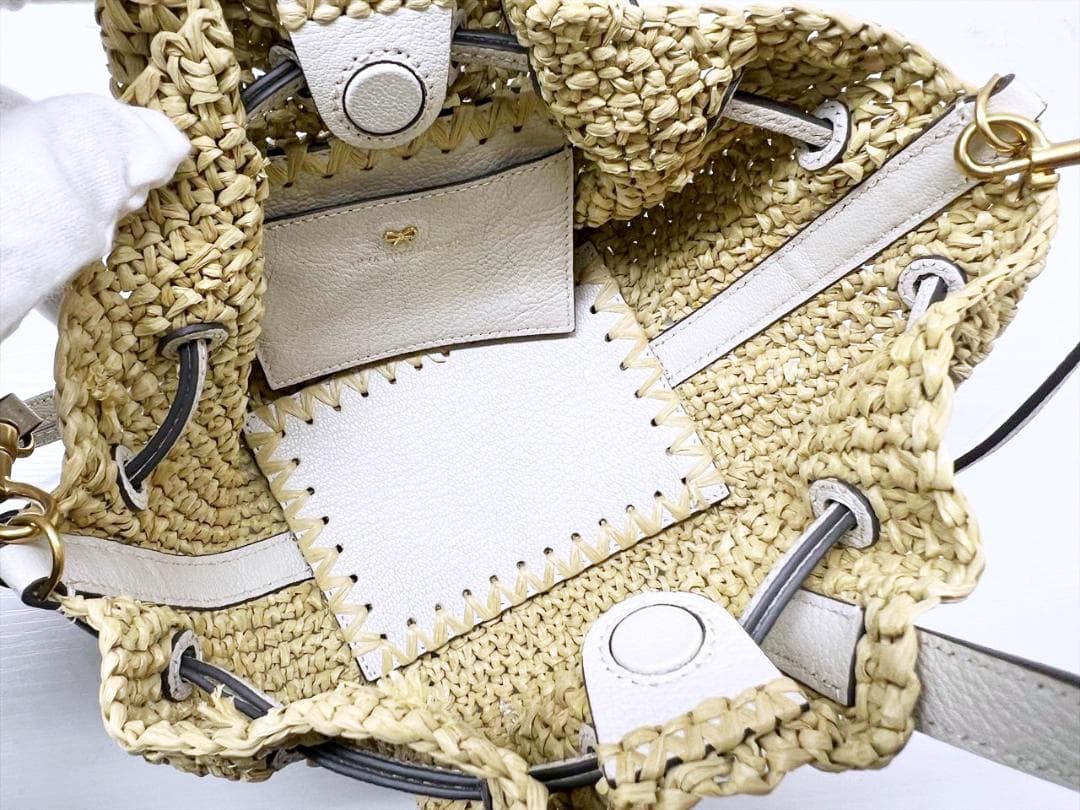 美品 アニヤハインドマーチ ラフィア ドローストリング トート