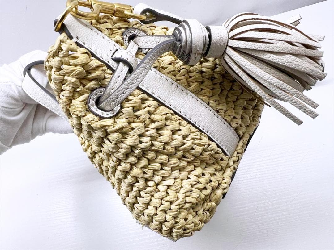 美品 アニヤハインドマーチ ラフィア ドローストリング トート