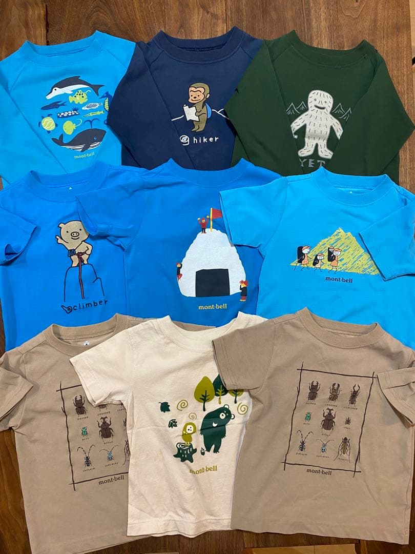 mont-bell 半袖・長袖 Tシャツ 100cm 9枚セット mont-bell（モンベル） 特価 Tシャツ メンズ 半袖 UVカット XS S M L