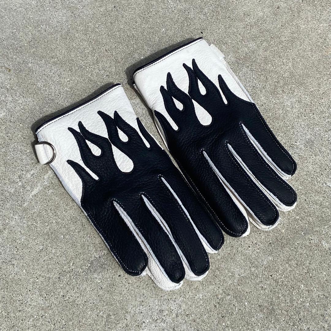 ⭐︎即日発送⭐︎ XLサイズ ファイヤーパターン レザーバイクグローブ