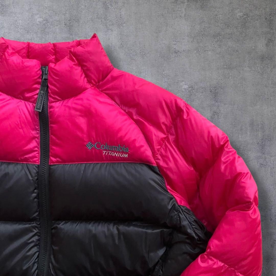 コロンビアColumbiaダウンジャケットTITANIUMピンクブラックL - メルカリ