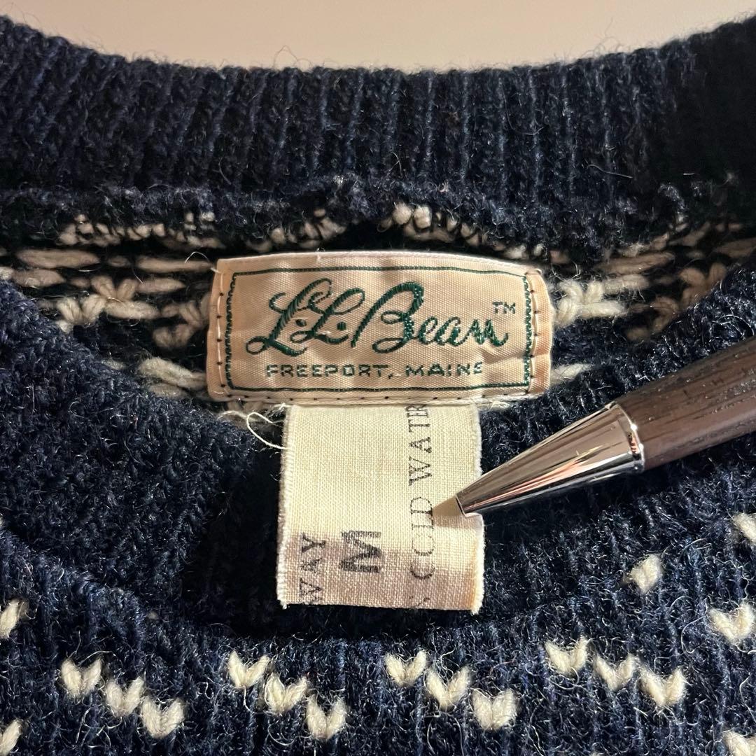 60's L.L.Bean 筆記体タグ バーズアイ柄 ウールニットセーター