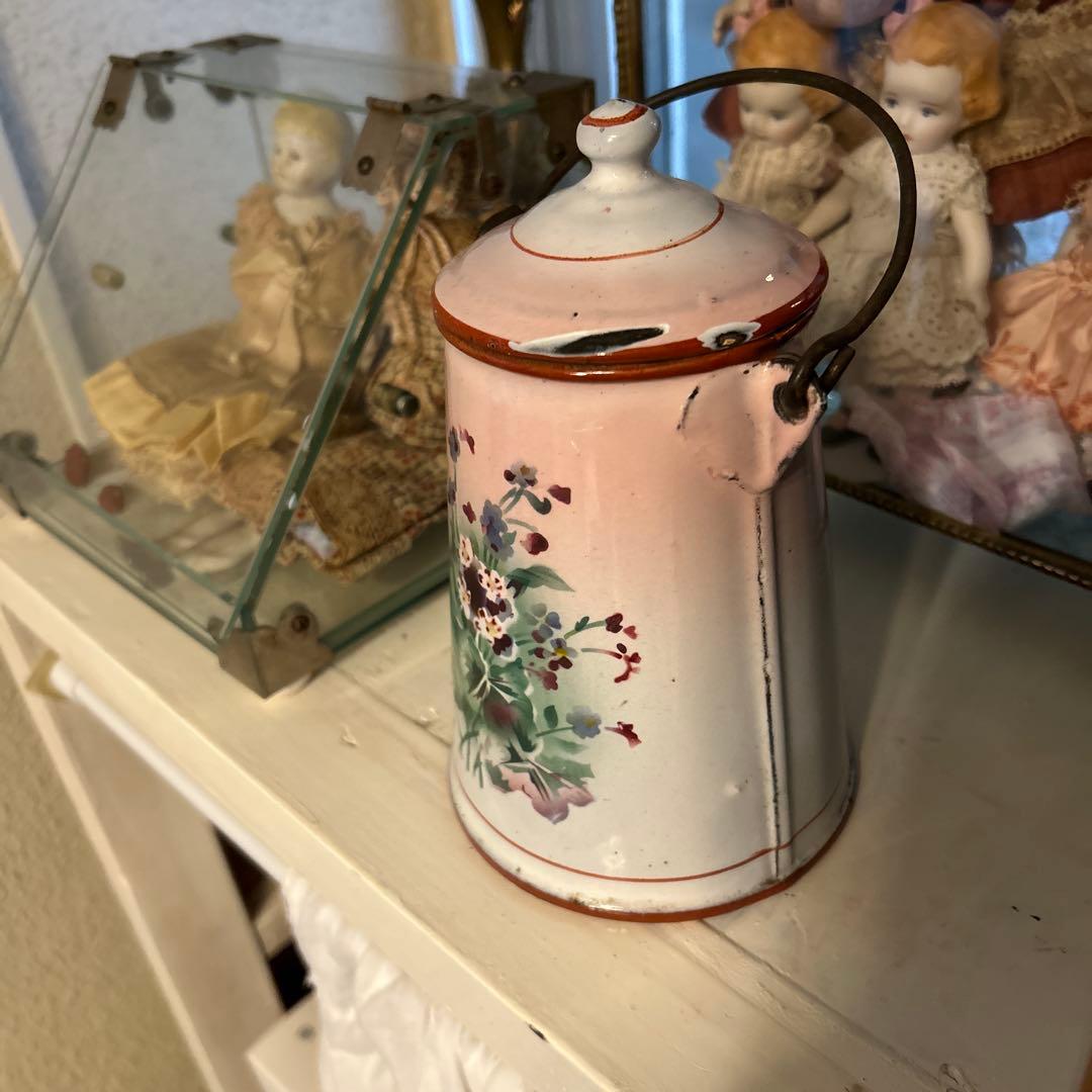 フランスアンティーク japy 忘れな草のホーローウェディングセット