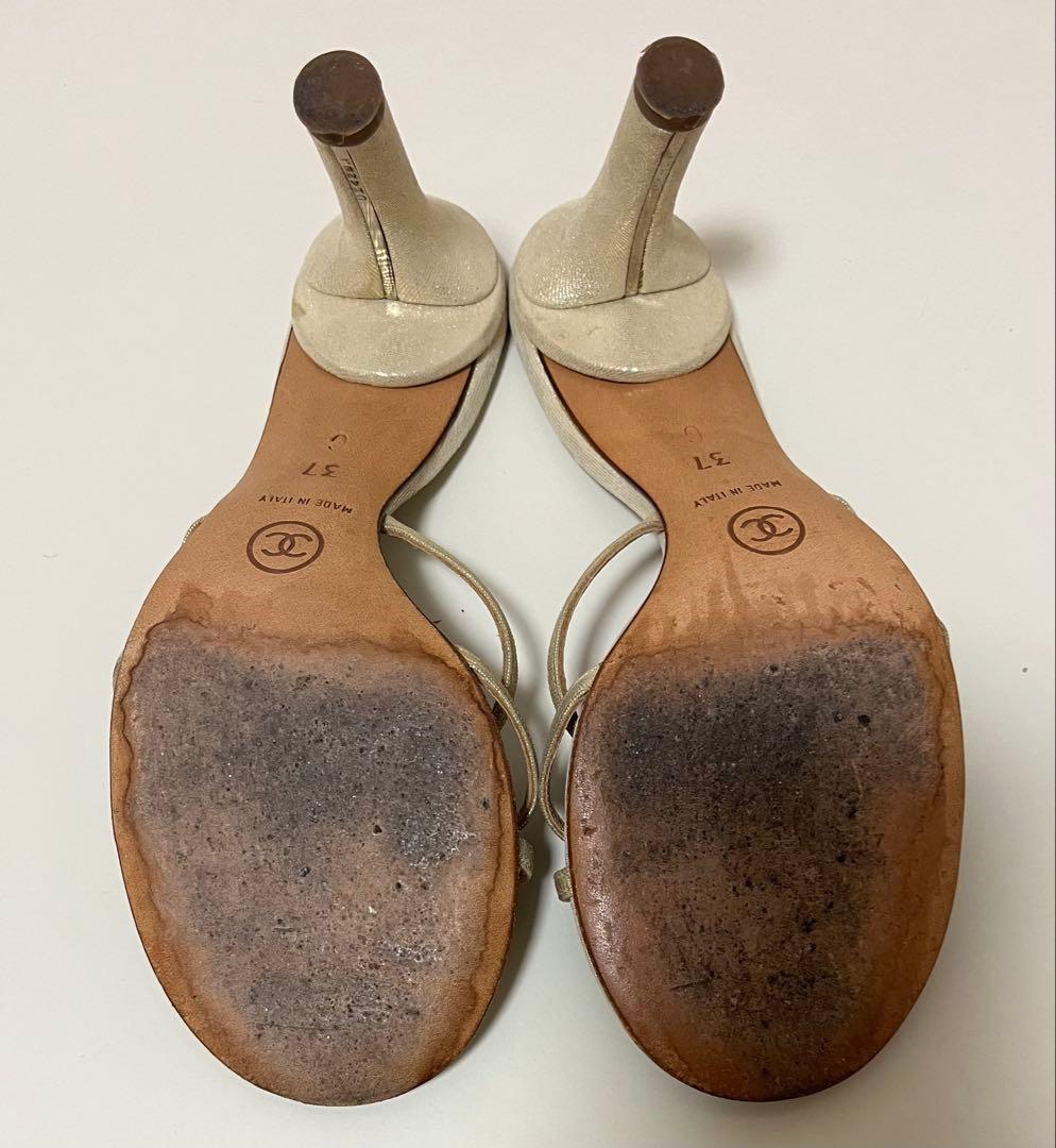 d*4様 CHANEL (シャネル) 希少 シェル カメリア ヒールサンダル 3の