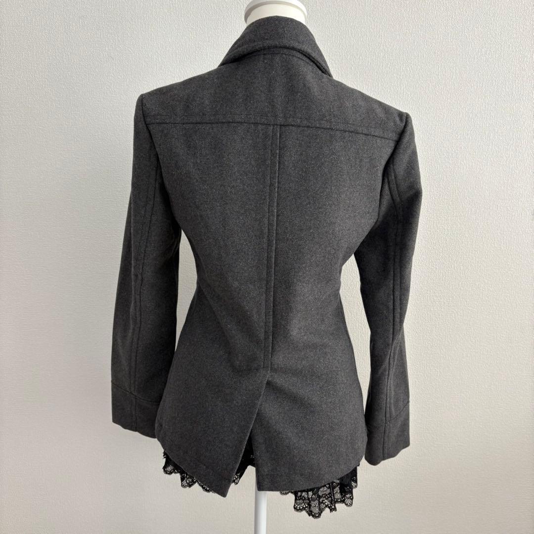 ピーコート ウール 厚手 グレー 平成ギャルy2k グランジ パンク