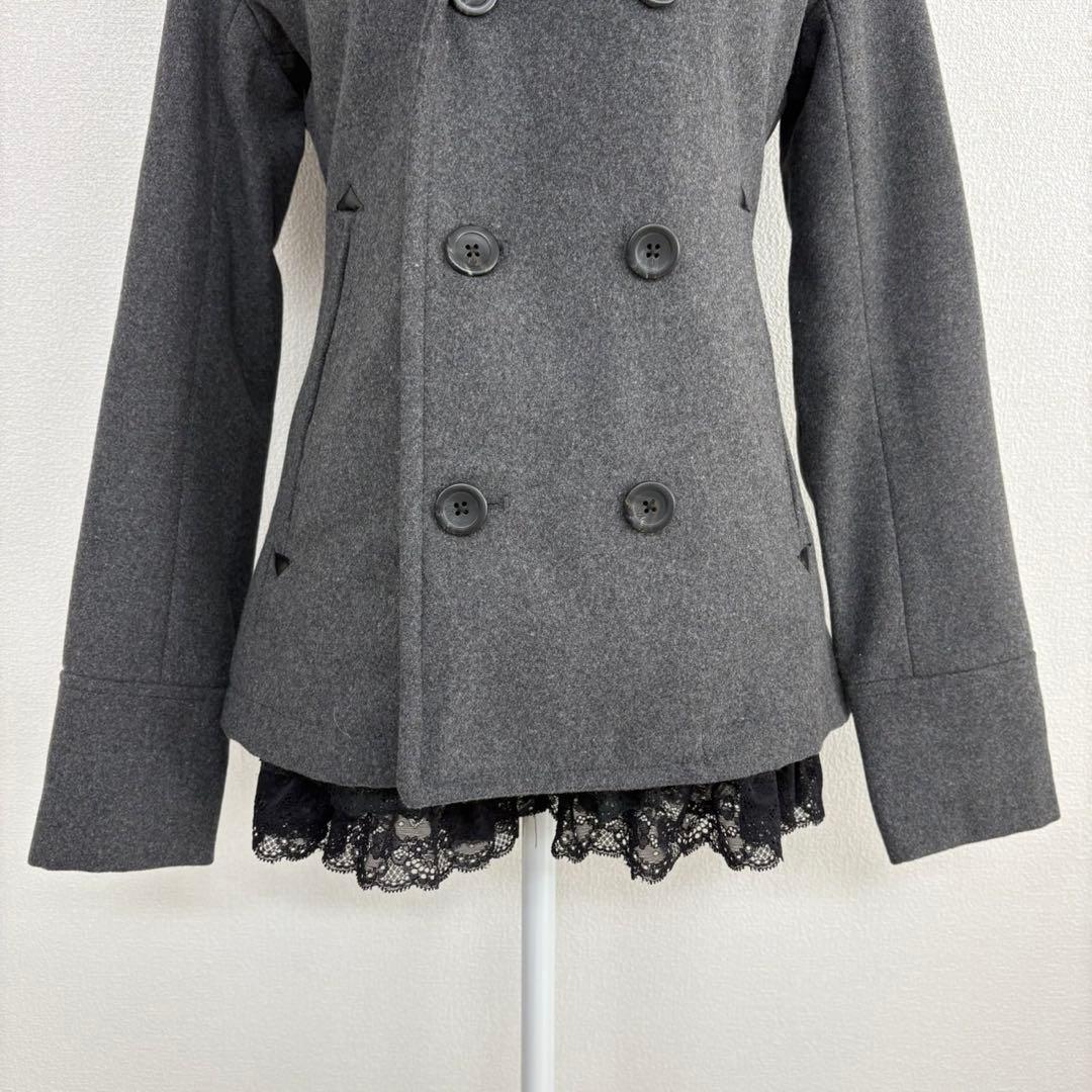 ピーコート ウール 厚手 グレー 平成ギャルy2k グランジ パンク