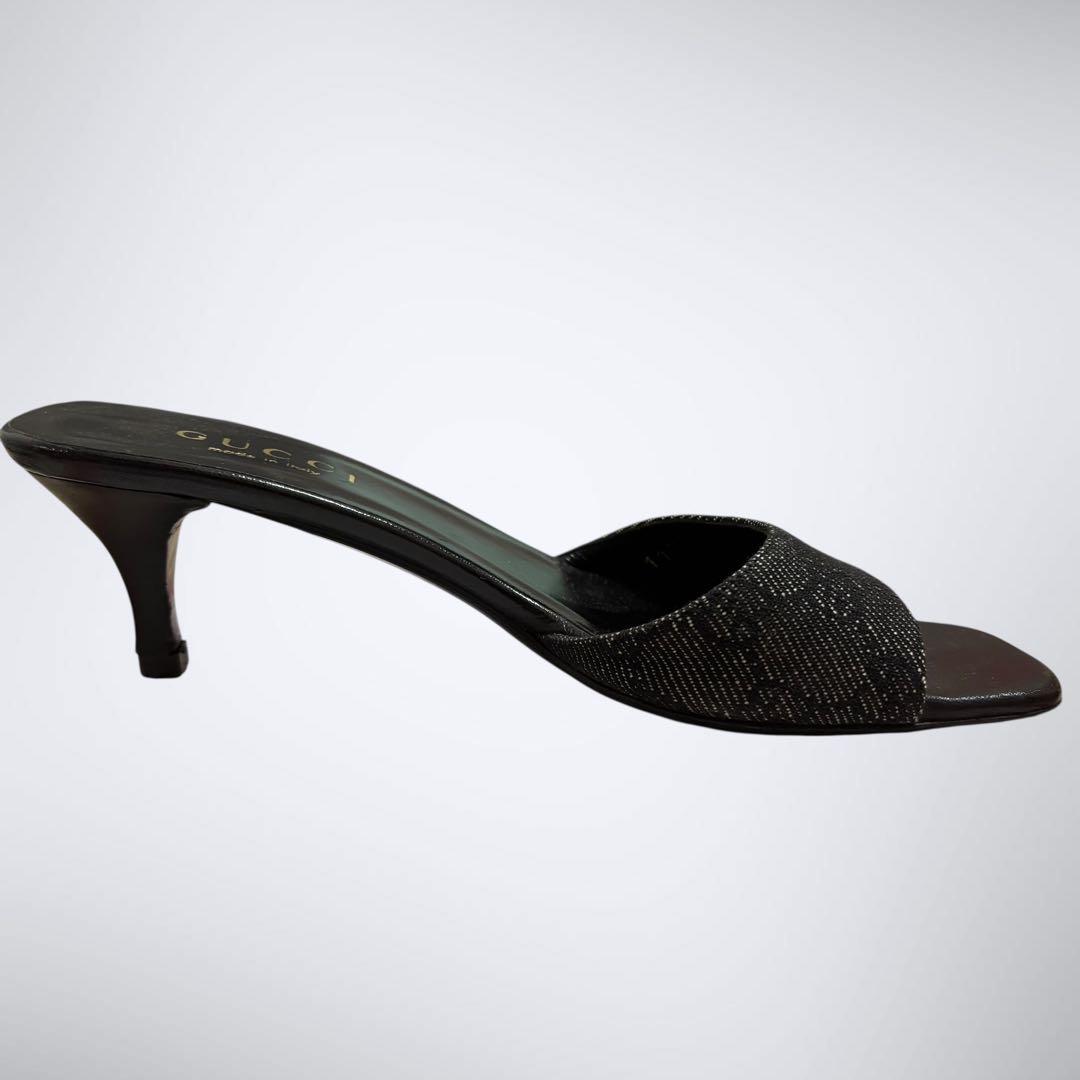 良品✨ GUCCI グッチ GG サンダル ミュール ヒール ブラック 23㎝