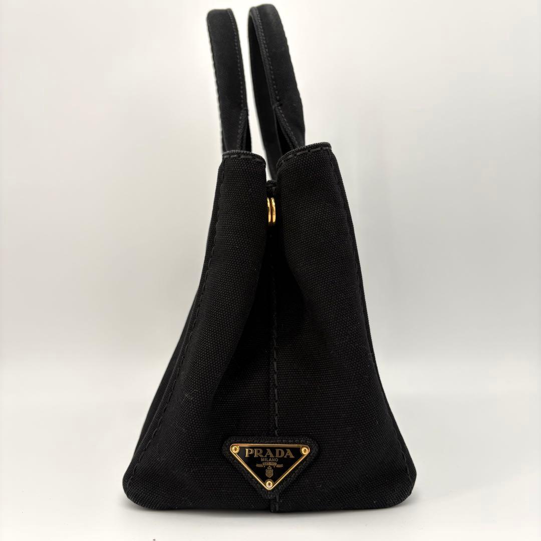 美品 プラダ カナパSS トートバッグ ハンドバッグ 2way キャンバス 黒
