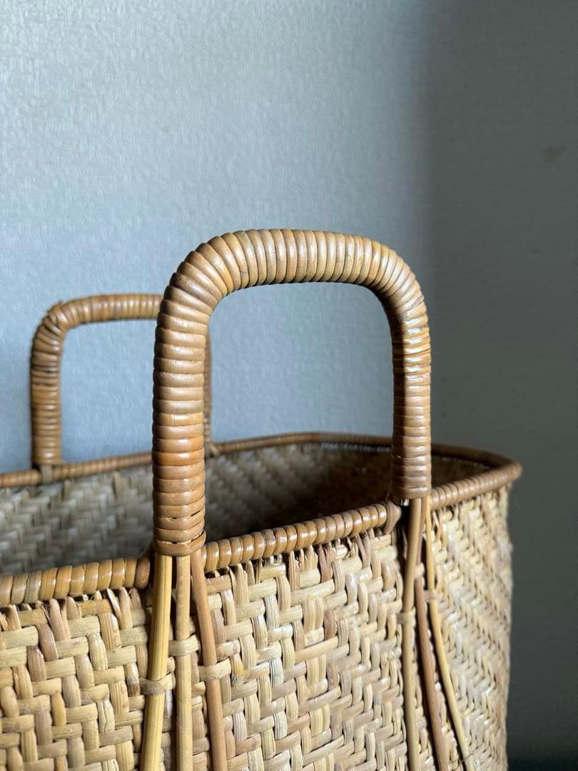 竹籠バッグ かごバック 竹籠 買い物かご マルシェ vintage