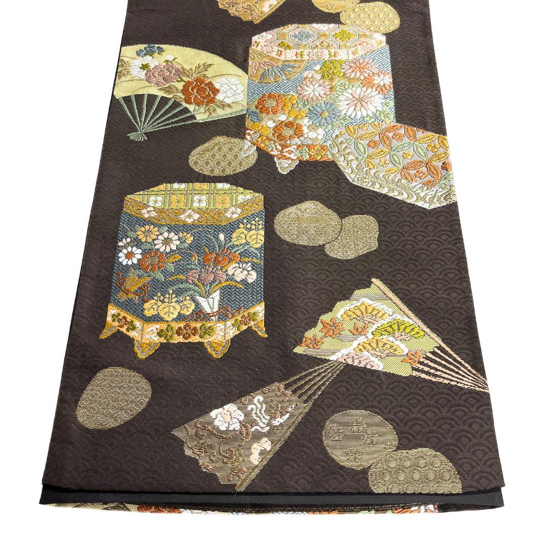 濃紺地 貝桶と花など - からん::アンティーク着物・リサイクル着物の通販