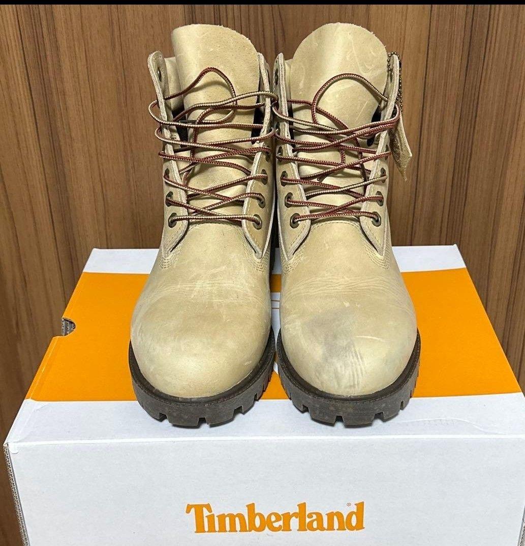 Timberland 防水ベージュレザーブーツ - メルカリ