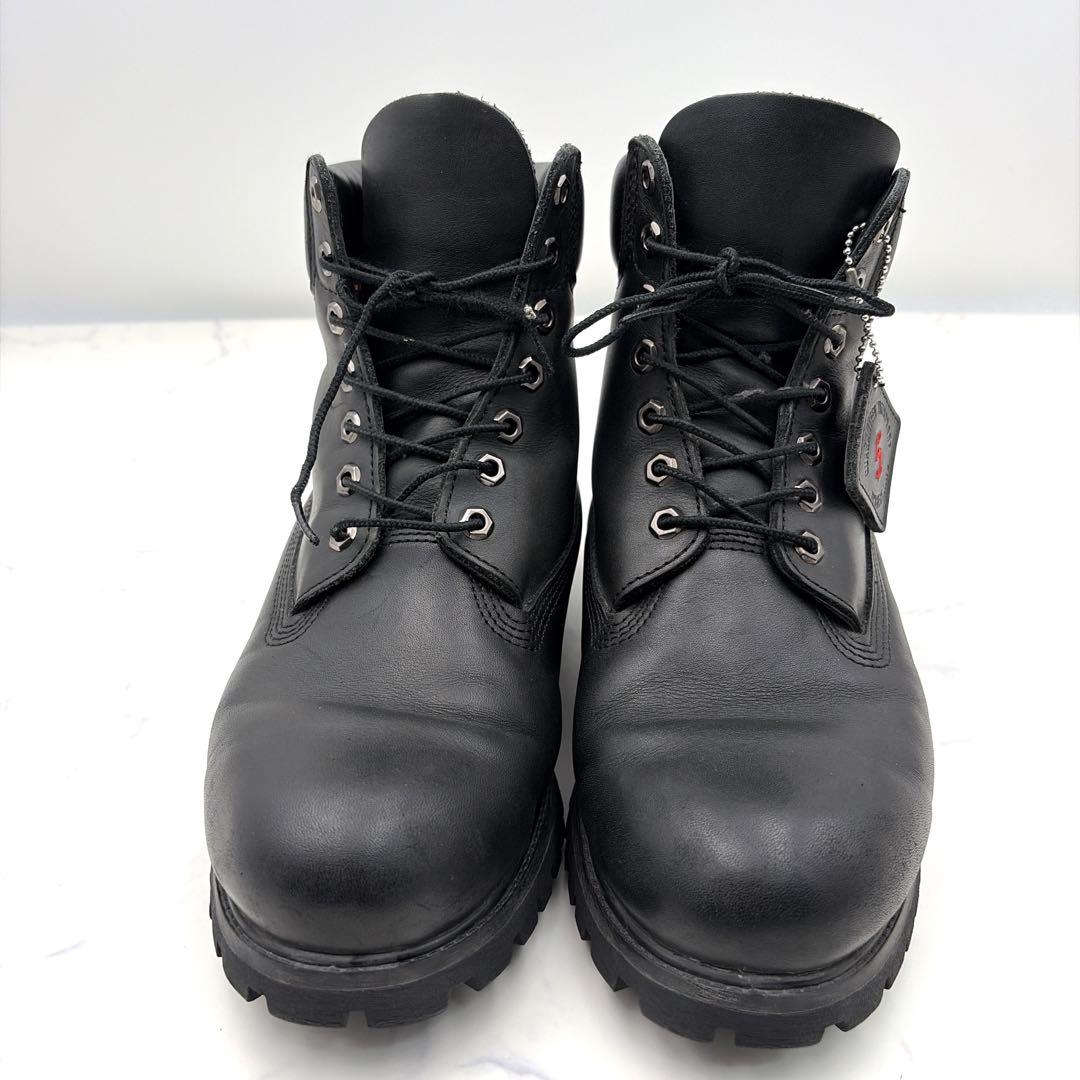 希少 ティンバーランド 6インチブーツ 黒 9.5W 27.5cm 刺繍 本革