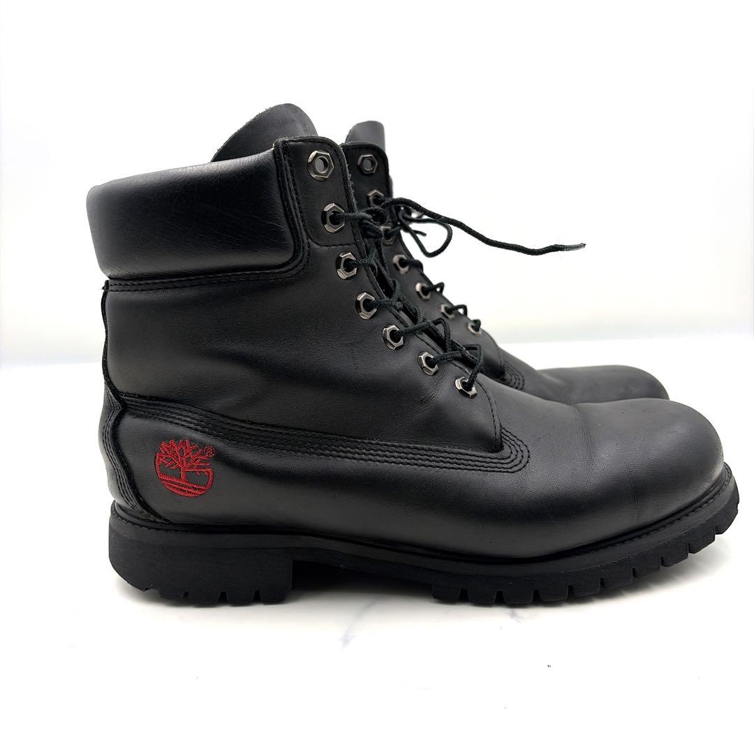 希少 ティンバーランド 6インチブーツ 黒 9.5W 27.5cm 刺繍 本革