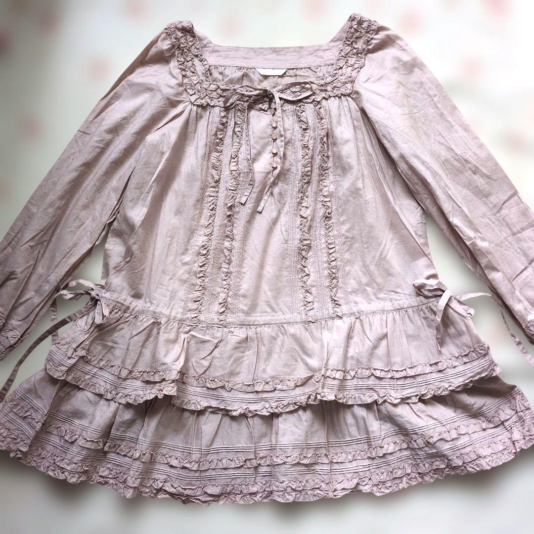 新品 ピンクハウス♥綿ローン段々長袖ブラウス - メルカリ