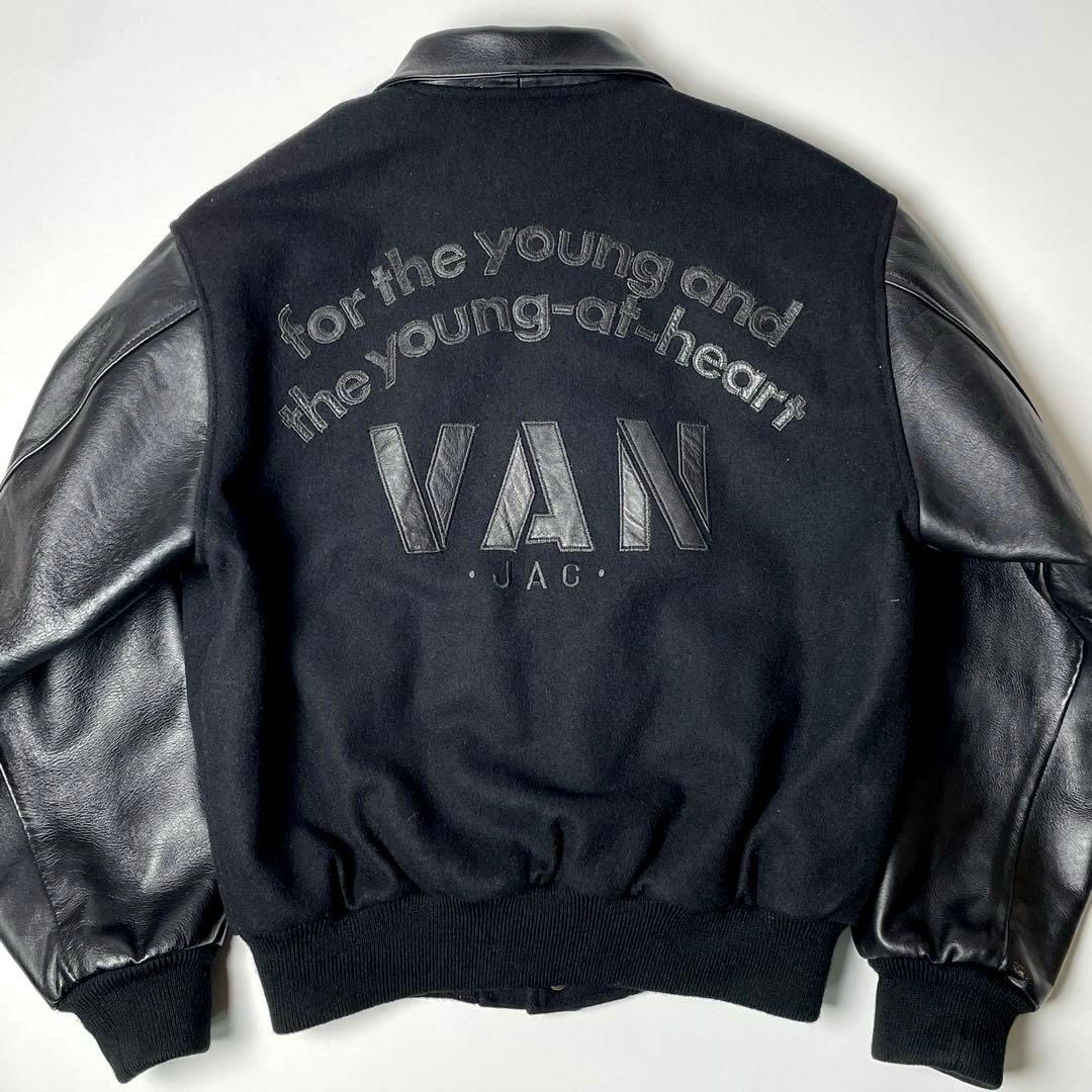 日本製】VAN JAC アームレザー スタジャン 黒 L位 袖牛革 - メルカリ