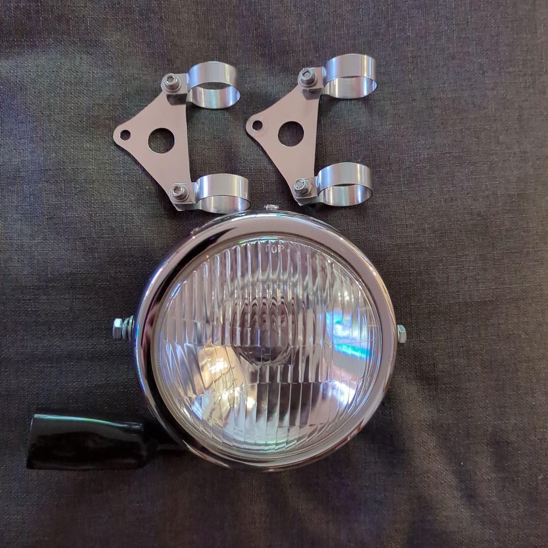 カフェレーサーに 5-3/4インチ ルーカスタイプ ヘッドライト 一式