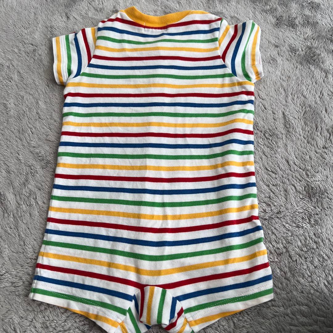 miki HOUSE ストライプロンパース 70 虹色 - メルカリ