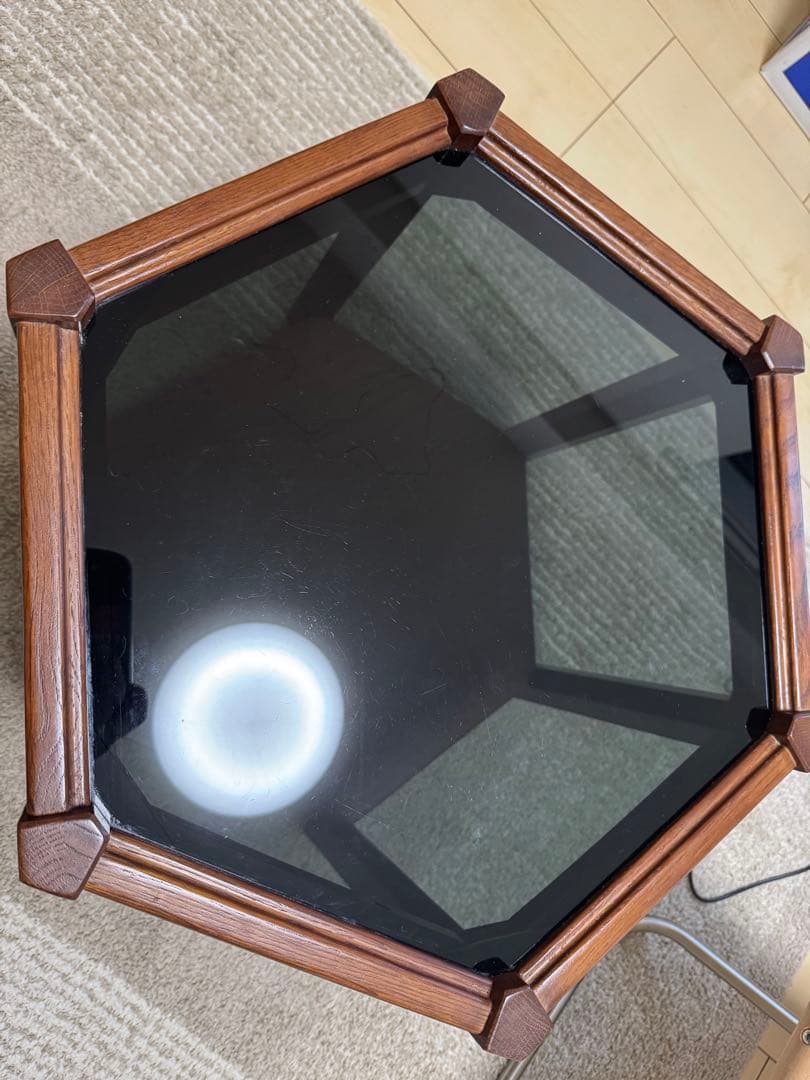 サイドテーブル・ナイトテーブル・ローテーブル BROOKS HEXAGON TABLE BLACK GLASS BROOKS HEXAGON TABLE ブラックガラス ブルックスヘキサゴン（テーブル