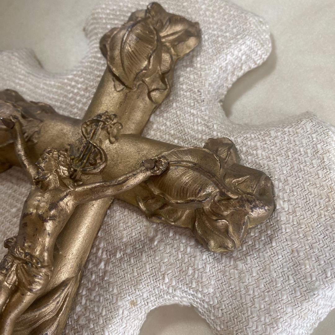 フランス30sアンティーク聖水盤アールヌーボー十字架