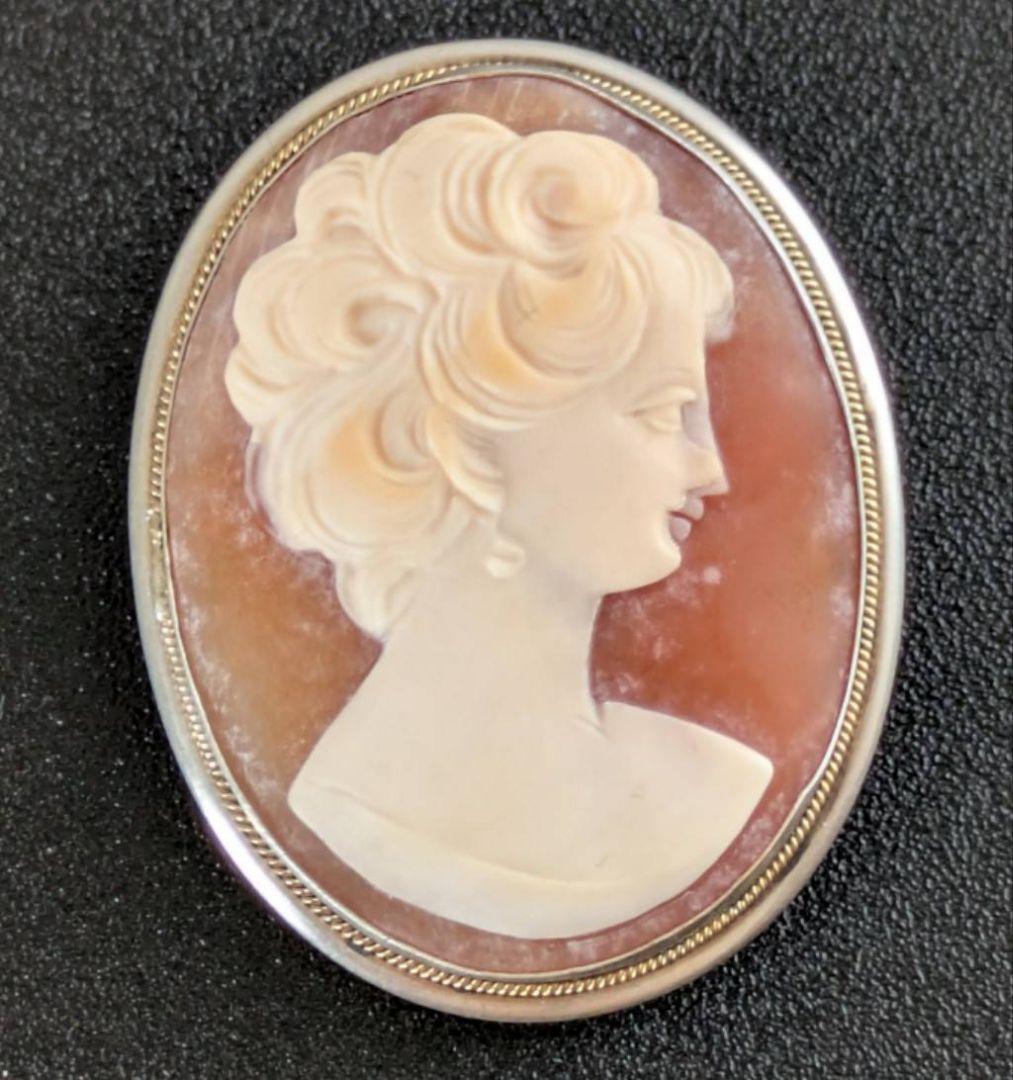 800刻印 カメオブローチ SILVER/PAT.P K18 カメオイヤリング - メルカリ