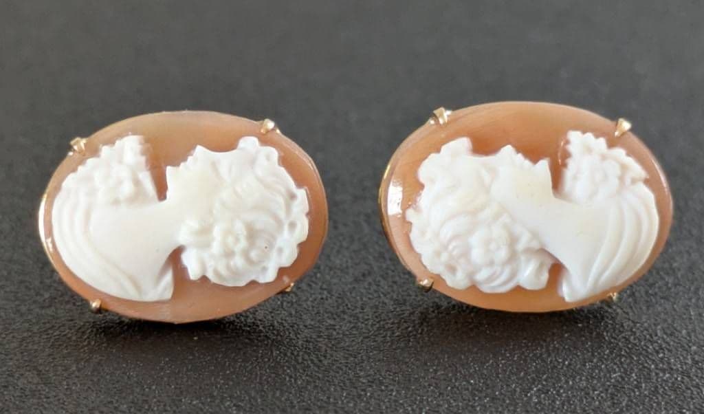 800刻印 カメオブローチ SILVER/PAT.P K18 カメオイヤリング - メルカリ