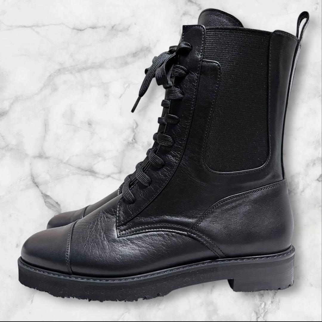 極美品✨DIANA ダイアナ レースアップ ブーツ 23.5cm レザー 黒