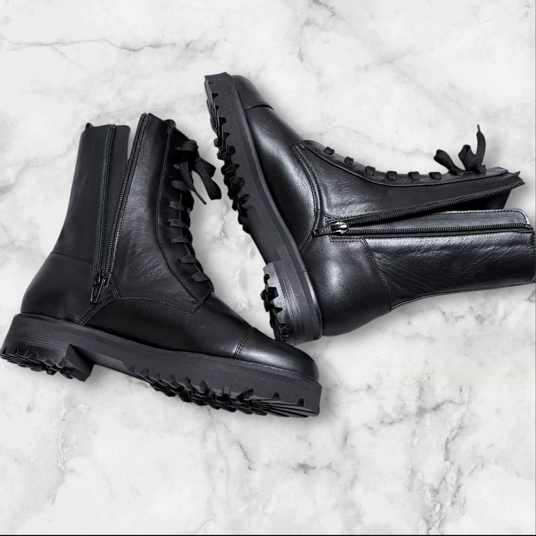 極美品✨DIANA ダイアナ レースアップ ブーツ 23.5cm レザー 黒