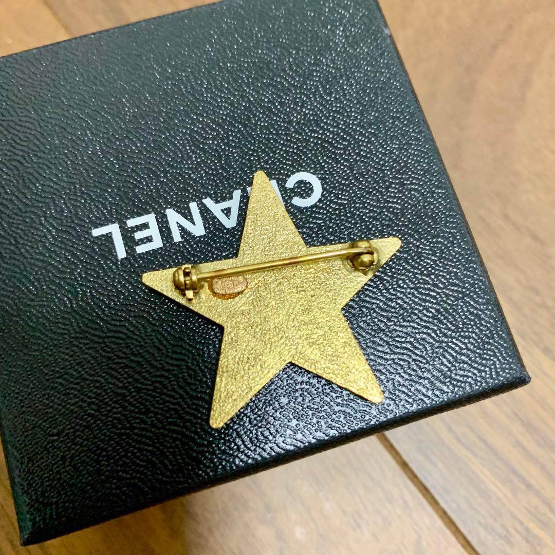 シャネル CCロゴ オレンジxゴールド スターブローチ 星型ブローチ