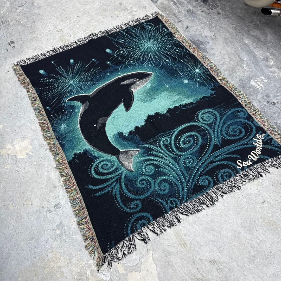 マリーンアート 海 シャチ マルチカバー ソファーカバー ラグ 155x123