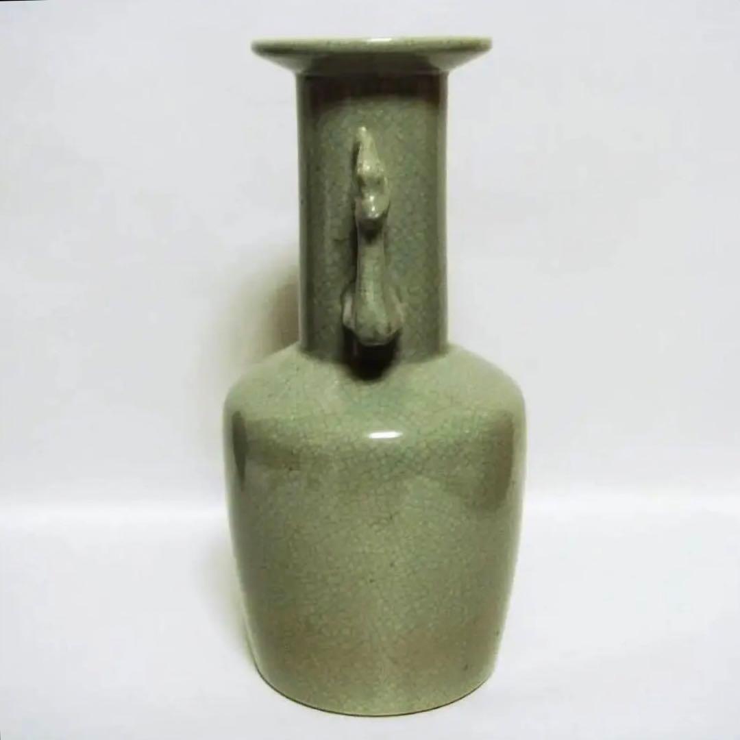 136『中国美術 青磁 花入壺』 /骨董品 古美術 古玩 アンティーク