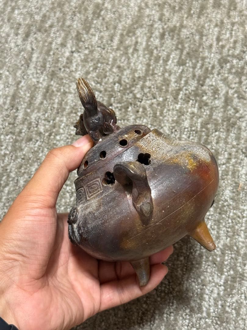 備前焼 獅子摘 三足 香炉 香道具茶道具文房具仏教美術