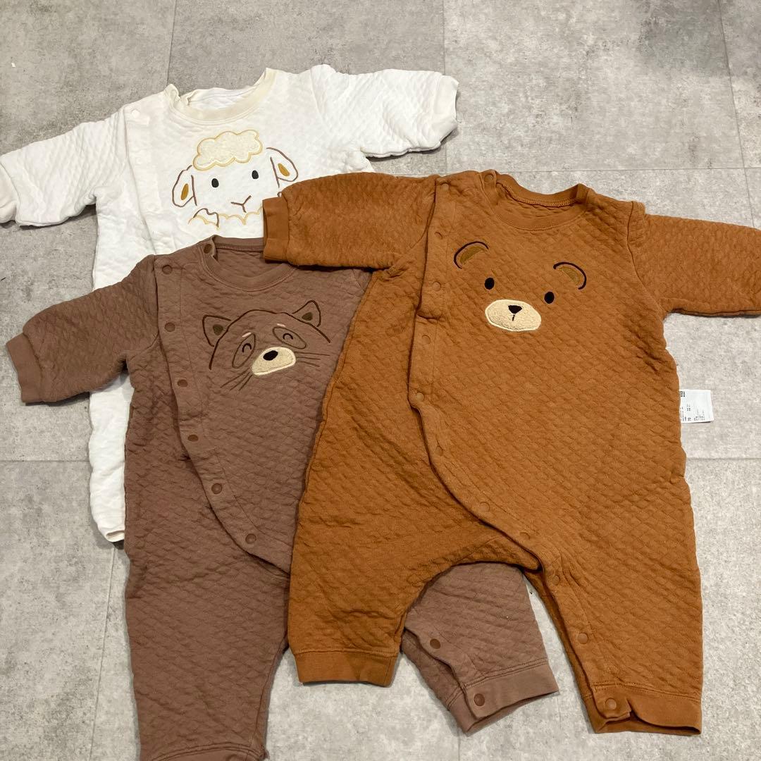 ユニクロ キルトカバーオール70cm 3枚セット - メルカリ