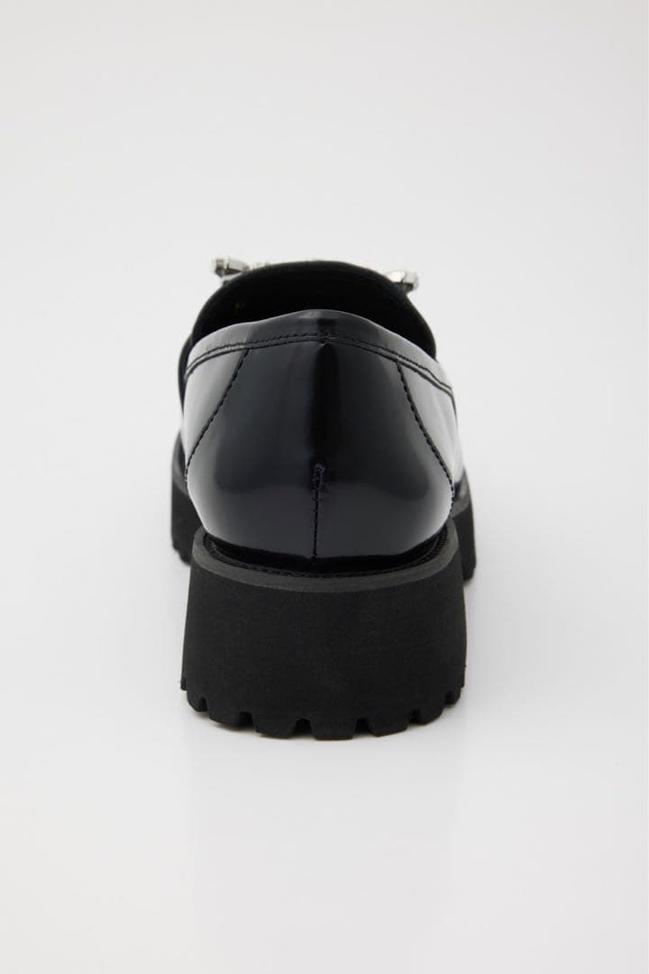 STACCATO ビジュー付きブラックローファー厚底