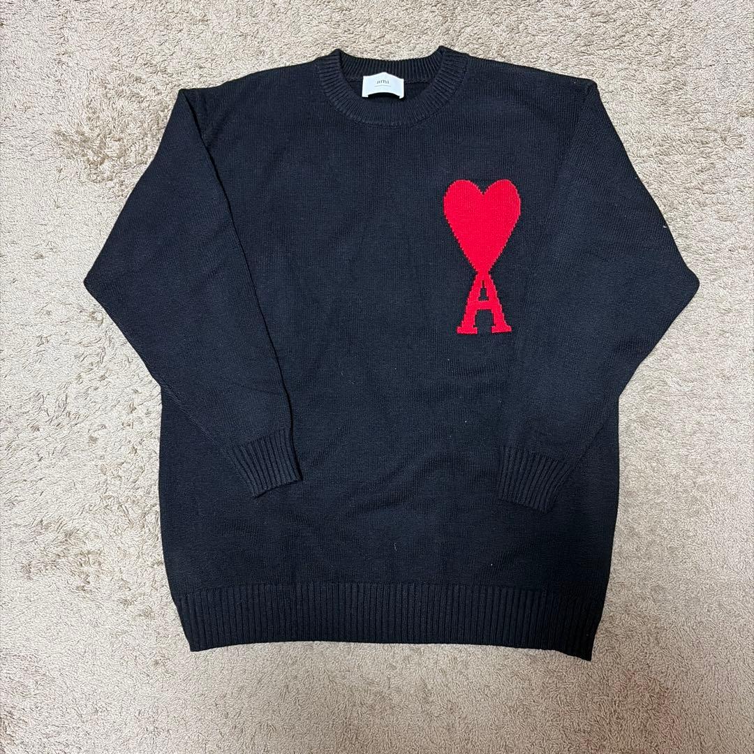 AMI Paris 秋冬 新作ブラック アミパリス ニットセーター M AMI Alexandre Mattiussi アミパリス ニット セーター ブラック メンズ