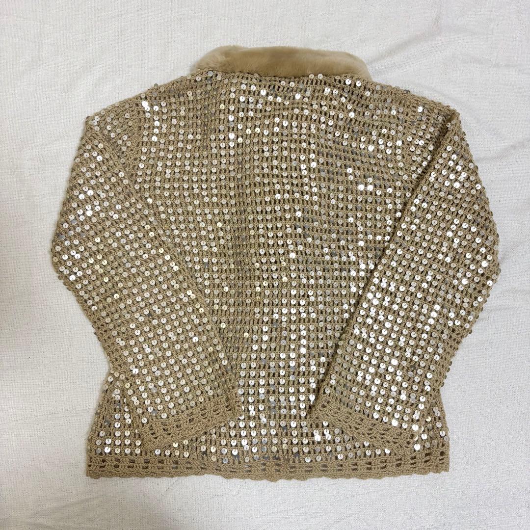 ユキトリイ YUKI TORII ニットカーディガン スパンコール ファー 40