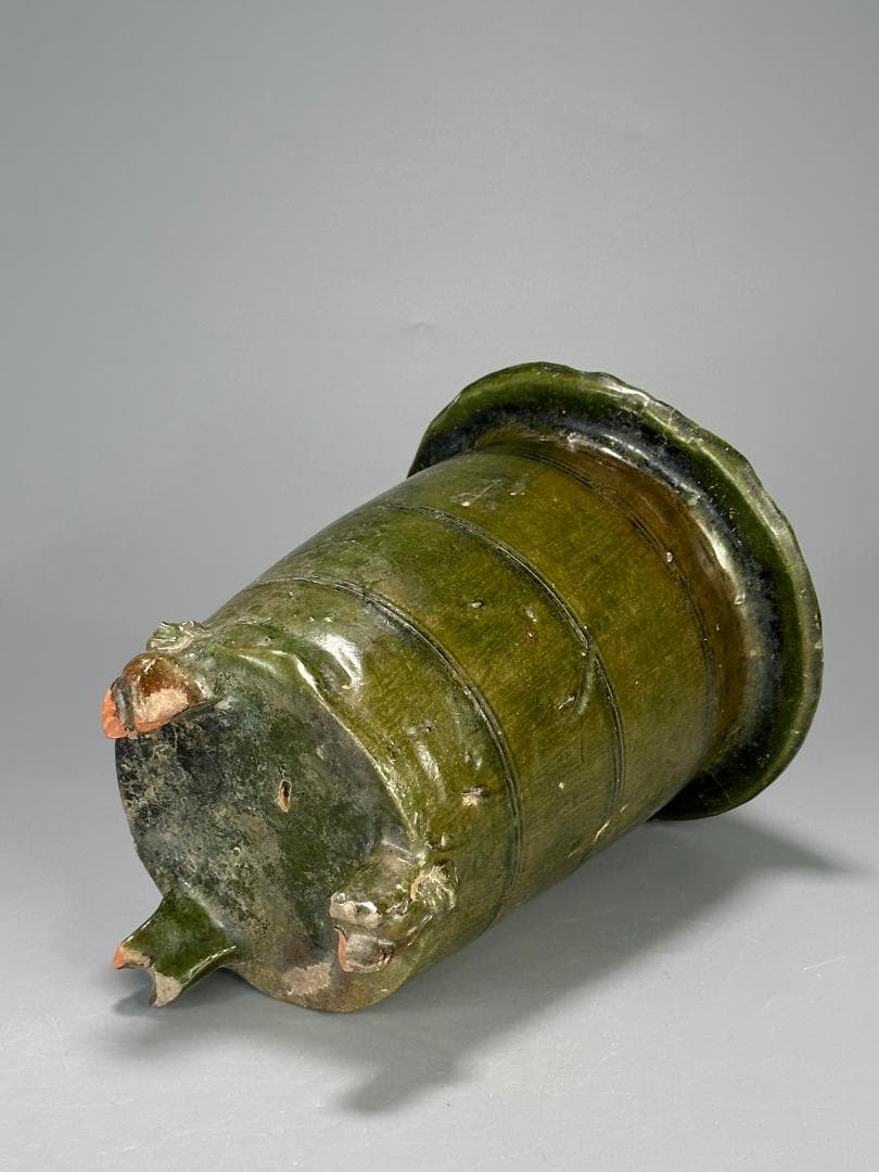 中国古代美術 東漢 漢時代 緑釉陶倉 穀倉形器 三足 出土古