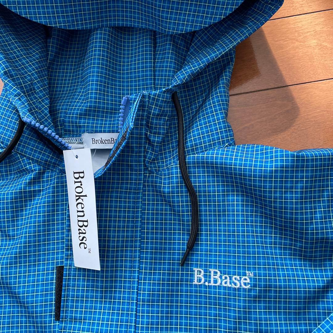 新品未使用！BrokenBase ナイロンジャケット 青 チェック柄 フード付き