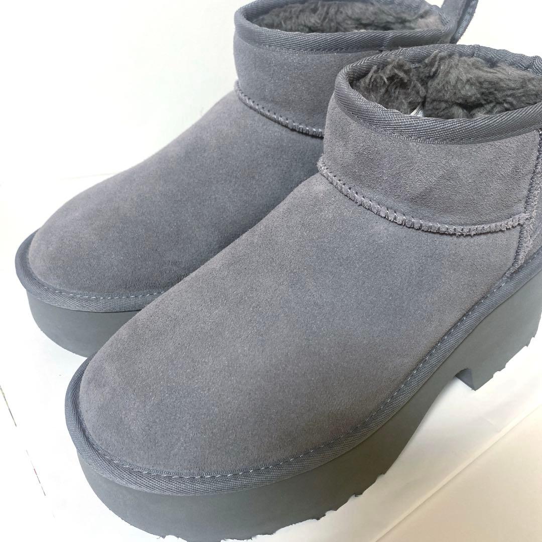 【完売品／25.0cm】UGG ウルトラミニ ニューハイツ 厚底ブーツ ムートン