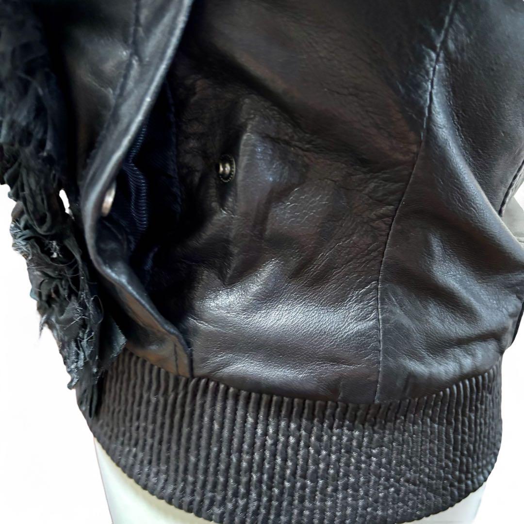 T様】パトリツィア ぺぺレザージャケット 黒 S 羊革 高級装飾 希少