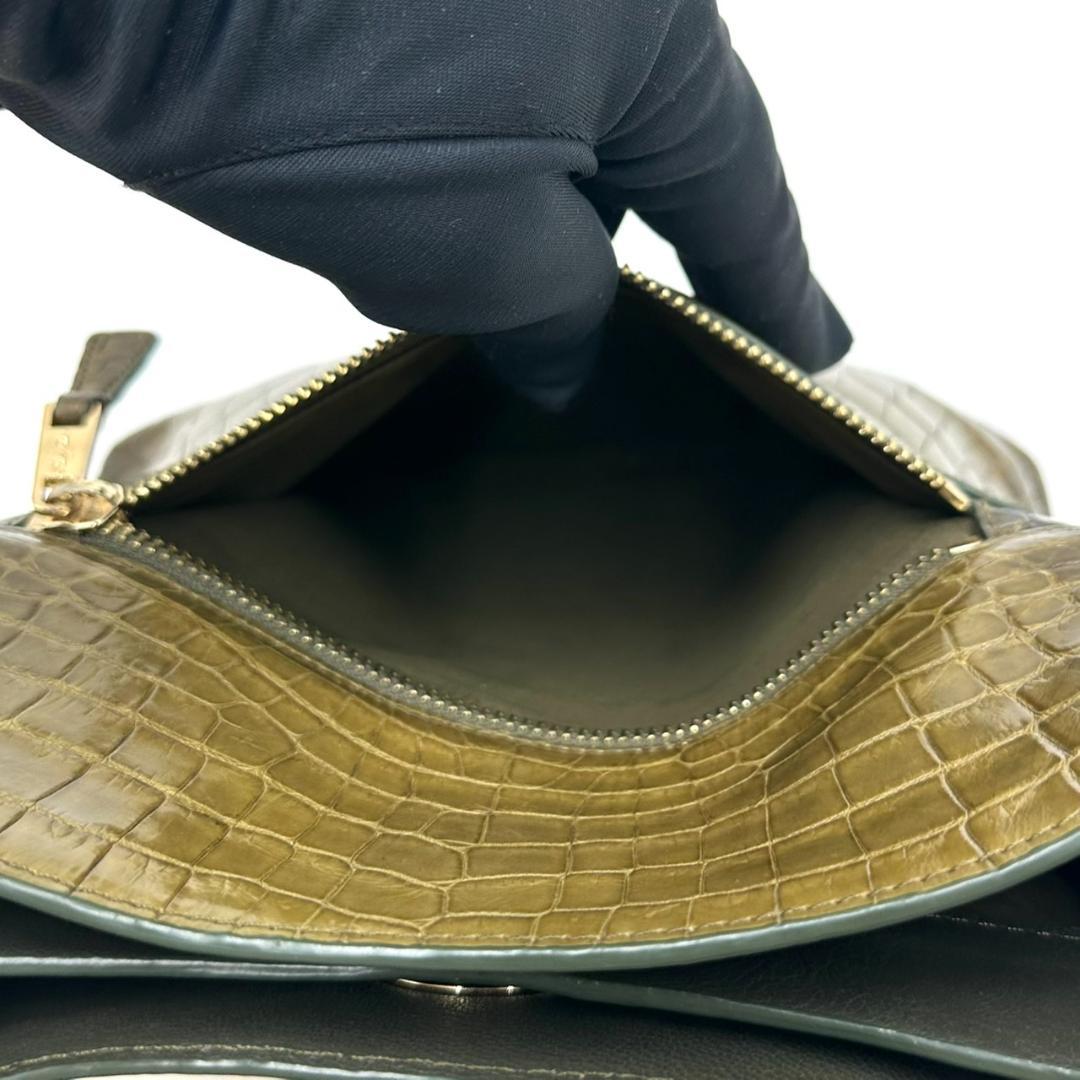 ペレリールッソ 日本製 クロコダイルレザー ショルダーバッグ
