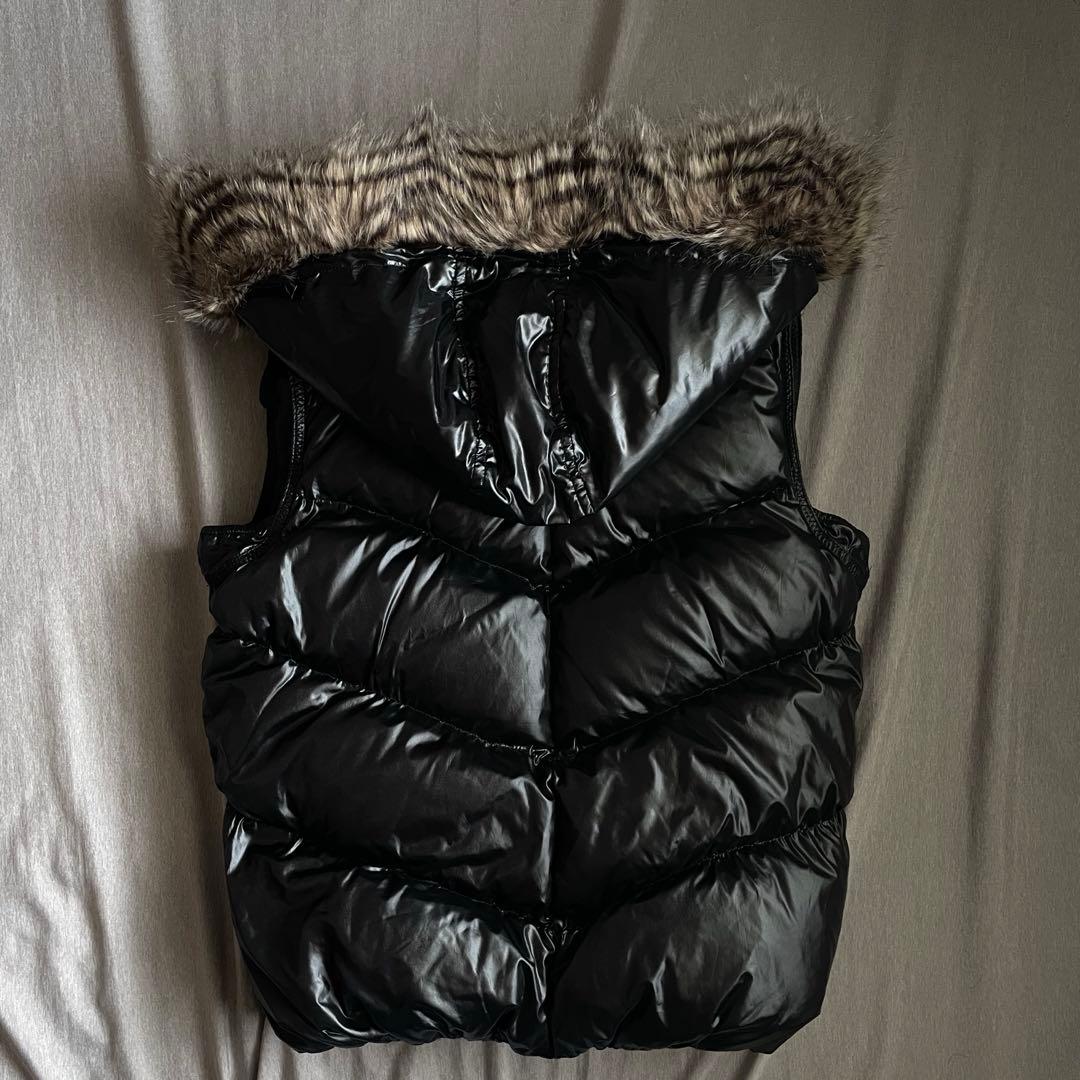 00s 平成ギャル ファー ダウン ベスト 光沢 お兄系 グランジ y2k