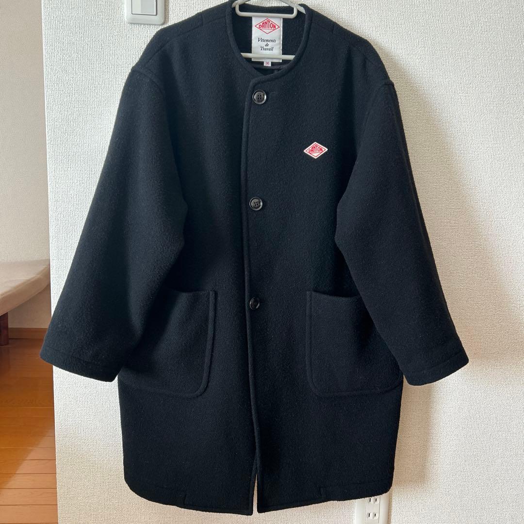 DANTON ダントン ウールモッサ ノーカラー コート 36 ブラック - メルカリ