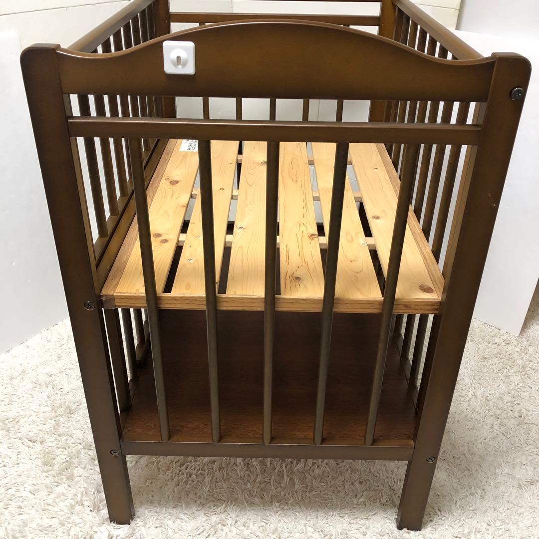 日本製 サワベビー ベビーベッド 木製 ブラウン ハイタイプ 澤田工業