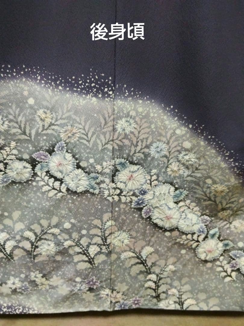 最終値下げ F‐315 訪問着 辻ヶ花 袷 暈し グレー系紫 作家落款 美品
