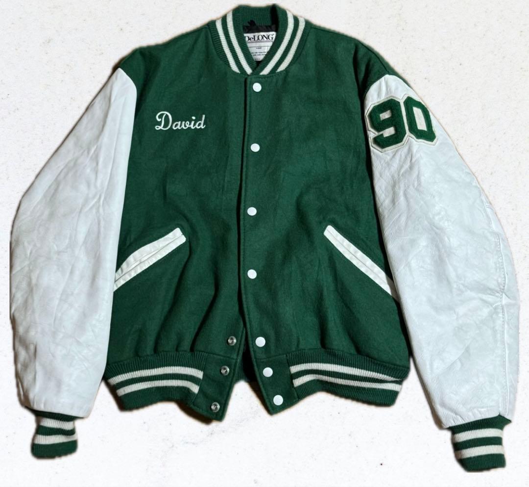 80s \"DeLONG\" デロング made in usa 緑色 スタジャン