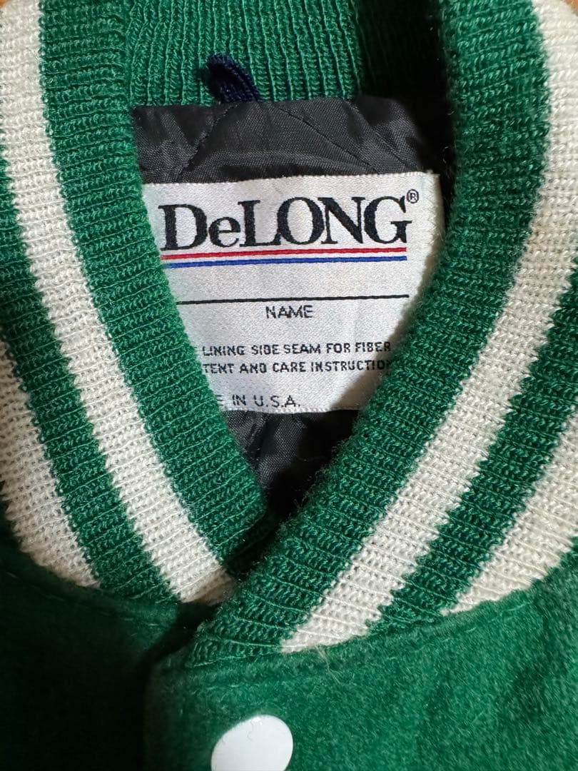 80s \"DeLONG\" デロング made in usa 緑色 スタジャン