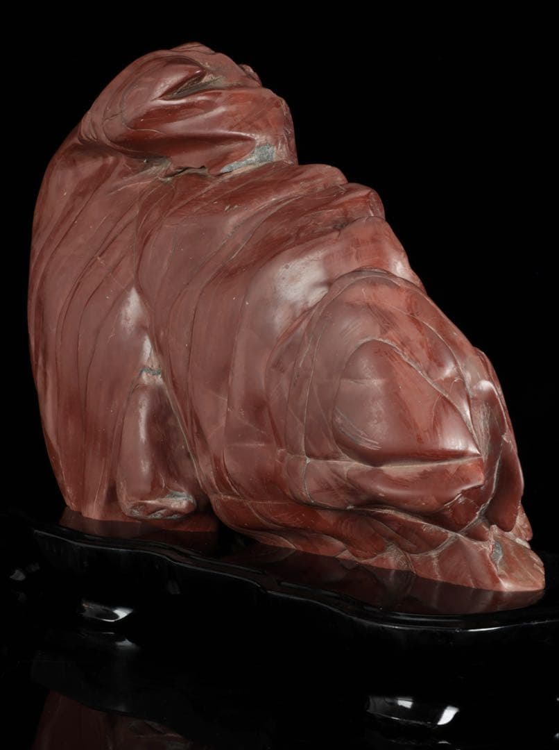 赤石 赤色天然石 レバー鑑賞石 水石 原石 鑑賞石 飾石 美石 台座付