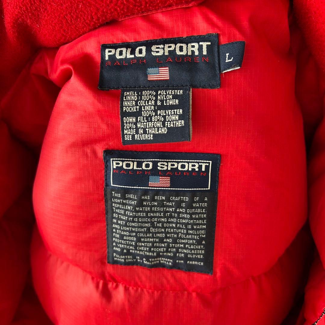 h*k様 90s polo sport ポロスポーツ 赤 レッド ダウンジャケッ - メルカリ
