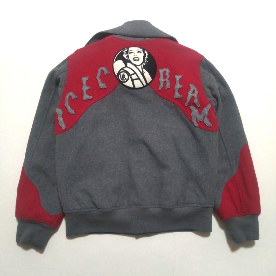 アイスクリーム 襟付きスタジャン ブランド ロゴ モンロー ワッペン